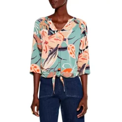 Brand new 👍 NIC+ZOE Artful Floral Tie Hem Top Green Multi 🤩