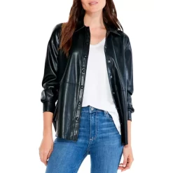 Top 10 😍 NIC+ZOE Faux Leather 👕 Shirt Black Onyx ❤️