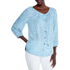 Hot Sale ✔️ NIC+ZOE In Stitches Top Blue Multi 🤩