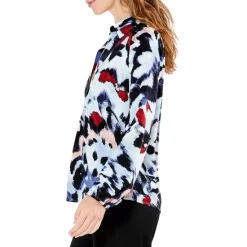 Budget 🧨 NIC+ZOE Painted Feathers 👚 Shirt Blue Multi 🌟 -NIC+ZOE Sales unnamed file 568