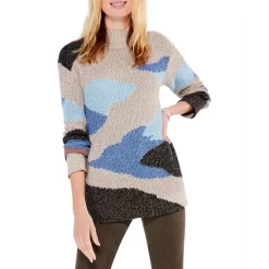 New 🥰 NIC+ZOE Winter Waves Turtleneck Sweater Blue Multi 🧨