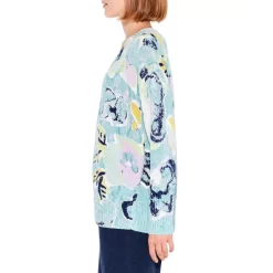 Best Sale 👍 NIC+ZOE Greenhouse Garden Printed Sweater Green Multi 😍 -NIC+ZOE Sales unnamed file 591