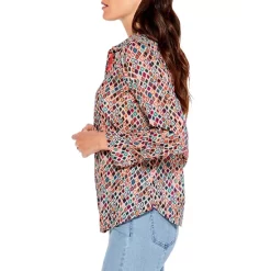 Cheap 😀 NIC+ZOE Beach Glass Printed Button Front 👚 Shirt Orange Multi 🧨 -NIC+ZOE Sales unnamed file 644