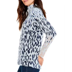 Promo 🥰 NIC+ZOE Cozy Up Spotted Printed Turtleneck Sweater Blue Multi ✔️ -NIC+ZOE Sales unnamed file 708