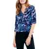 Best Sale 🎁 NIC+ZOE Indigo Vines Live In V Neck Tie Front Blouse Blue Multi 🌟