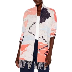 Deals 🔔 NIC+ZOE Fringe Forward Open Front Cardigan Orange Multi 🎉