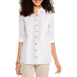 Promo 🧨 NIC+ZOE Breezy Pintuck 👕 Shirt Paper White 👍