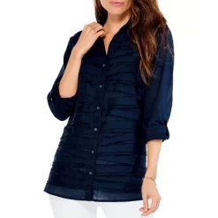 Best Sale 💯 NIC+ZOE Textured Lines 👚 Shirt Dark Indigo 😉 -NIC+ZOE Sales unnamed file 787