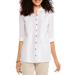 Best Sale 🧨 NIC+ZOE Breezy Pintuck 👕 Shirt Paper White 👏