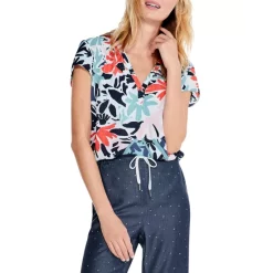 Best deal 😀 NIC+ZOE Tropical Patchwork Top Aqua Multi 🌟