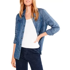 Hot Sale ❤️ NIC+ZOE Quilted Denim 👚 Shirt Jacket Mid Denim 🛒