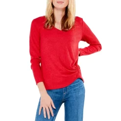 Cheapest 💯 NIC+ZOE Cozy Ribbed Twist Front Top Pop Red 🔔 -NIC+ZOE Sales unnamed file 936