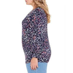 Wholesale ✔️ NIC+ZOE Plus Glowing Sunset Printed Top Indigo Multi 🔥 -NIC+ZOE Sales unnamed file 942