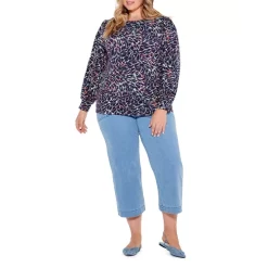 Wholesale ✔️ NIC+ZOE Plus Glowing Sunset Printed Top Indigo Multi 🔥 -NIC+ZOE Sales unnamed file 943