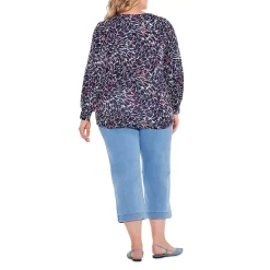 Wholesale ✔️ NIC+ZOE Plus Glowing Sunset Printed Top Indigo Multi 🔥 -NIC+ZOE Sales unnamed file 944