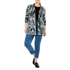 Flash Sale 🤩 NIC+ZOE Plus Here And There Printed Cardigan Black Multi 😍 -NIC+ZOE Sales unnamed file 948