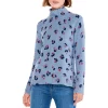 Top 10 😍 NIC+ZOE Cozy Up Tracks Printed Turtleneck Sweater Blue Multi 🎉