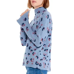 Top 10 😍 NIC+ZOE Cozy Up Tracks Printed Turtleneck Sweater Blue Multi 🎉 -NIC+ZOE Sales unnamed file 952