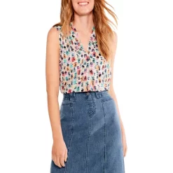 New ⭐ NIC+ZOE Have A Seat Sleeveless Blouse Green Mult ✨